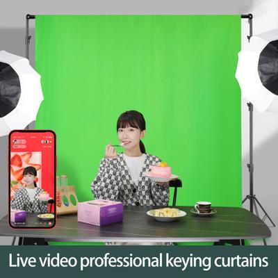 Green Screen Backdrop Soft Opaque Double Thickness Non-fading Washable Short Video Props Vertical Background Screen Cloth Sci-Fi Effects