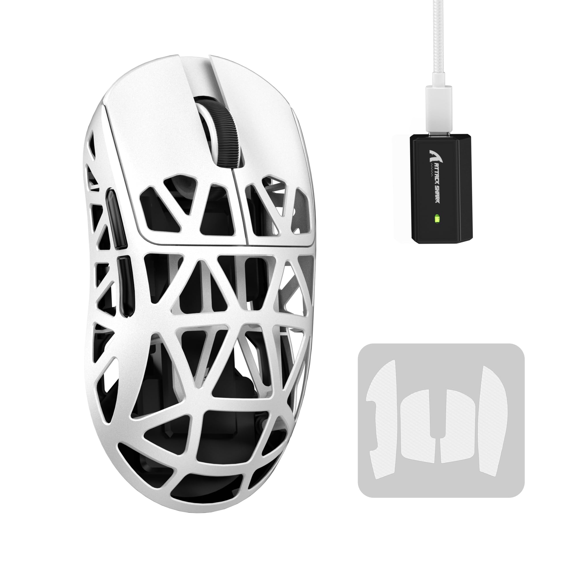 

SHARK R2 Magnesium Alloy Mouse Gaming Mouse 8k Mouse PixArt PAW3950 Optical Sensor 47g Надлегкий 3-режимний підключення Дротове двоканальне 42000 DPI 50G білий