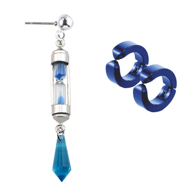 Anime Vanitas Earrings The Case Study of Vanitas No Karte Props Hourglass Earrings Blue Ear Clip Set Cosplay Jewelry For Fans