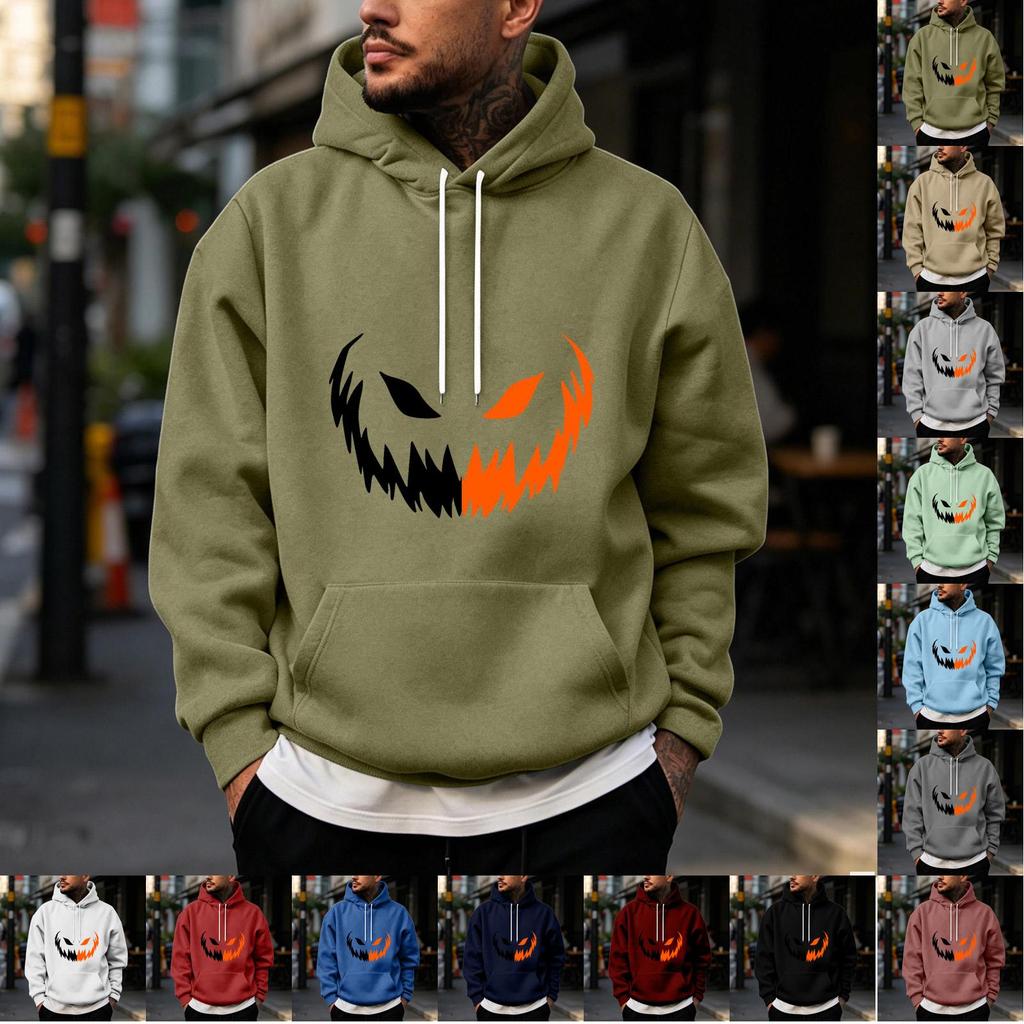 Men's Halloween Printed Pullover Hoodie Sweatshirt