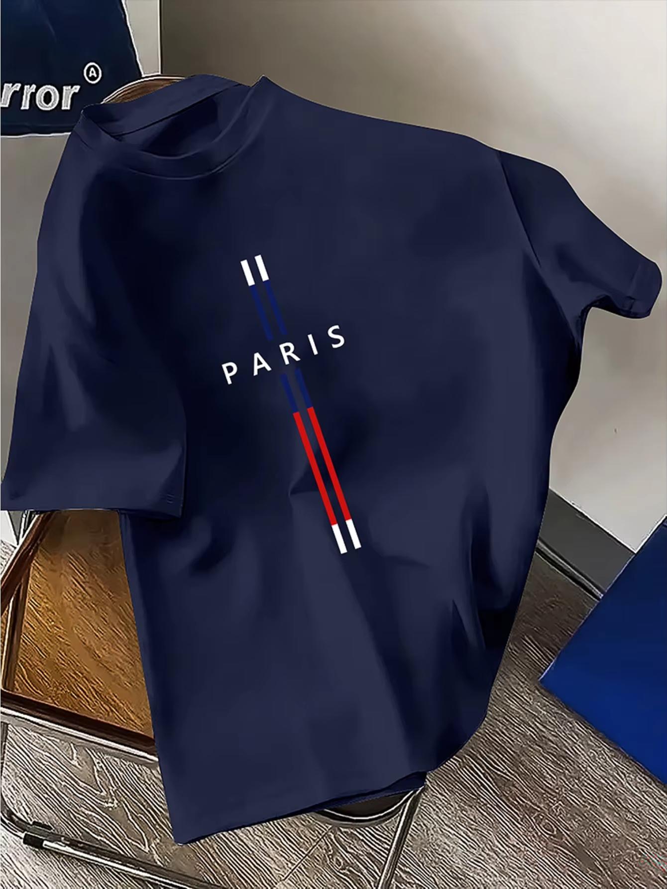 

Summer New Men s Paris Letter Pattern Print Cotton T-shirts Short Sleeve O-neck Tees Casual Fashion Sports Oversize Unisex Tops 4XL