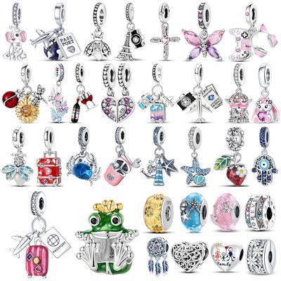 925 Silver Cartoon Firefly Frog Suitcase Charms Pendant DIY Bracelet Necklace Fine Jewelry Collection