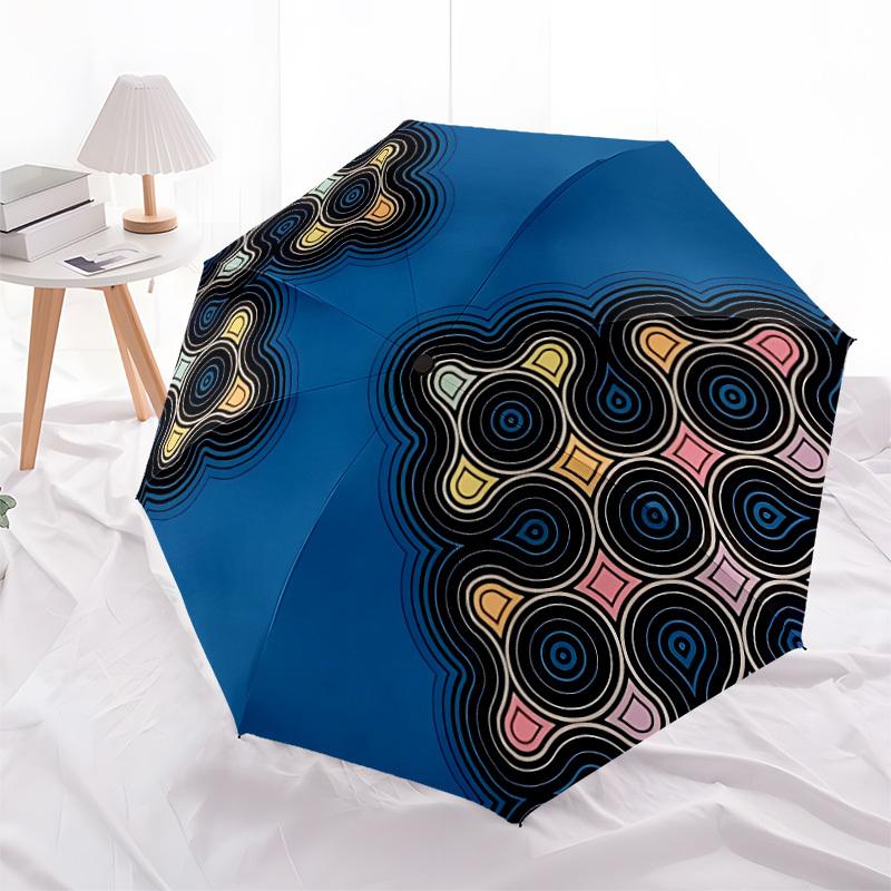 1pc Abstract Pattern Automatic Folding Umbrella - Portable Collapsible Design, 8-Rib Iron Frame, Durable Fabric yy251125214