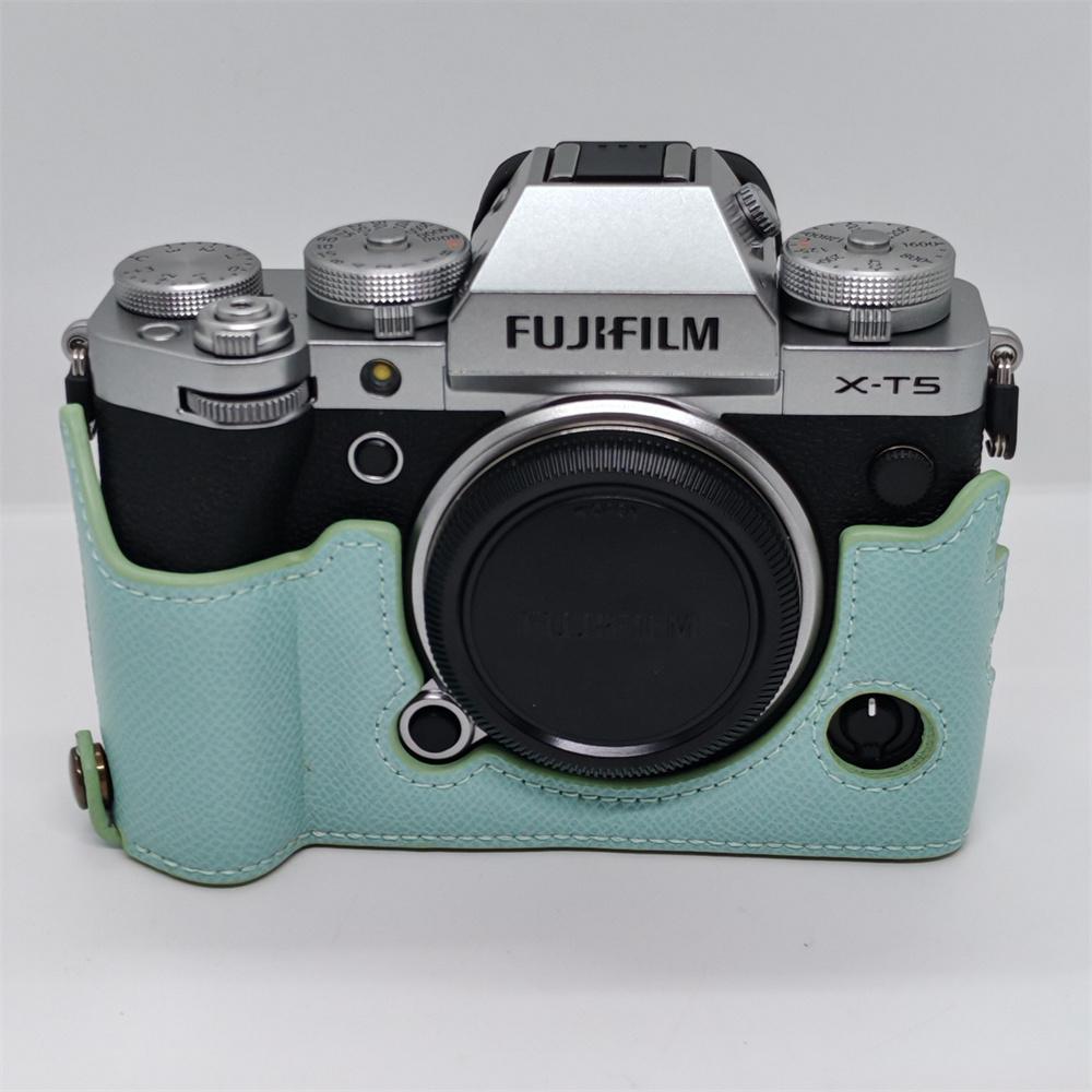 Skórzane etui połowiczne na aparat PU do Fujifilm XT5 Fuji X-T5 Pokrywa bazowa Osłona z otworem na baterię