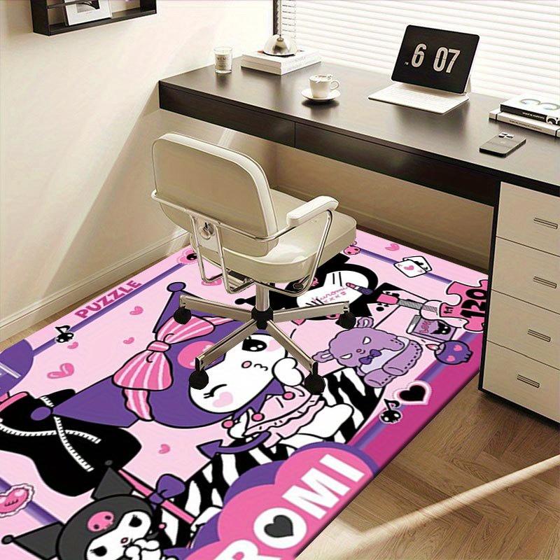 1pc Sanrio Kuromi Mermaid Printed Office Carpet Rectangle Rug Under The Table,Perfect Room Decor for Living Room, Bedroom, Kitchen, Non-slip Floor Mat