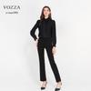 VOZZA Ruffled High Neck Long Sleeve Chiffon Dress Open Solid White Perfect for Entrance and More Women's Shirt, No-Iron, Collar, Stand-Up Collar,