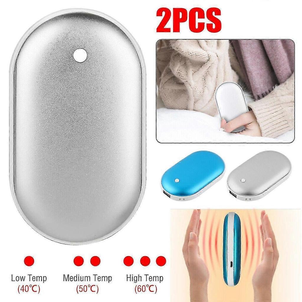 2 Pack Rechargeable Hand Warmers Usb Power Bank Electric Pocket Heater Warmer