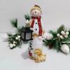 Christmas Decoration Vintage Snowman Figurine with Lantern Handmade Resin Statue for Outdoor Christmas Decor for Indoor Home