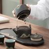 Japanese-Style Glaze Painting Color Hand-Painted Mountain Shadow Loop-Handled Teapot Kung Fu Tea Set Tea pot Small Single Pot