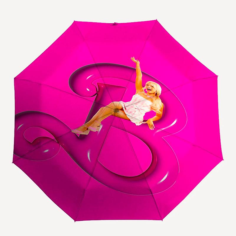 

1pc pink girl Automatic Folding Umbrella - Compact 8-Rib Design, Durable Plastic & Iron1201L
