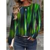 Tops for Women Abstract Design Print Round Neck Long Sleeve T-shirt Fall Casual Slim Pullover Women's Long Sleeve Top