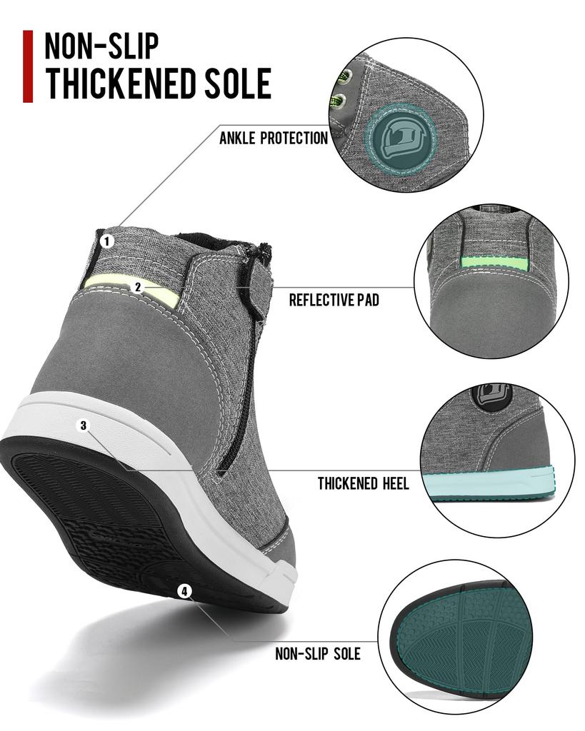 IRON Motorcycle Riding Motorcycle Regular Thick Abrasion Gray JIA'S Shoes, Boots, Wear, Sole, Breathable, Resistant, Protective, Non-Slip, Men's,