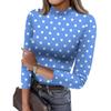 Women's Slim Bottom T-shirt Fashion Casual Polka Dot Printing Round Neck Pullover 3/4 Sleeve Top