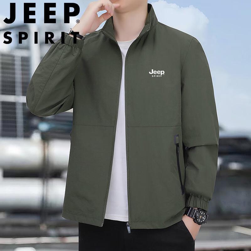 JEEP SPIRIT Men's Stand Collar Solid Casual Jacket