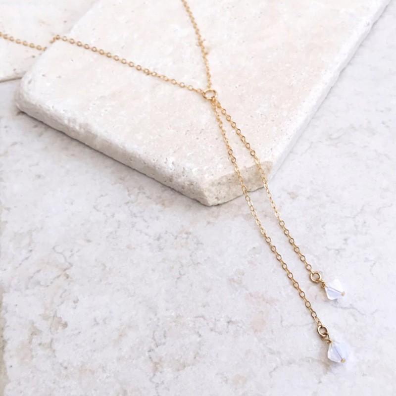 Fashion Ladies Elegant Temperament Alloy Necklace, Simple Opal Crystal Tassel Necklace