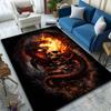 Mehrere Größen Flammender Totenkopf und Drache Teppich für Wohnzimmer Schlafzimmer Sofa Heimdekoration Rus Rutschfeste Fußmatte Luxuriöses Geschenk