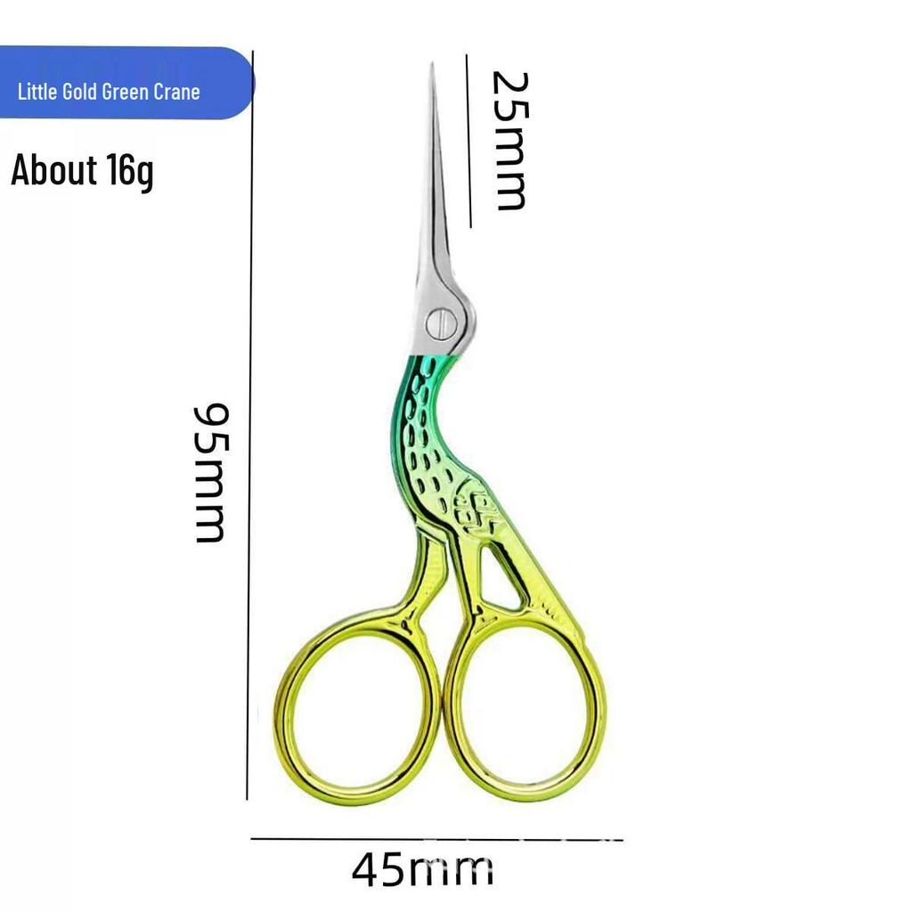 Creative Gold Crane Retro Titanium Thread Scissors for Cross Stitch and Tea Art