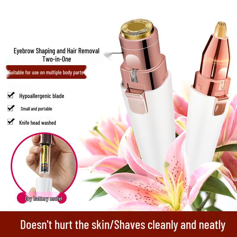 USB Rechargeable 2-in-1 Eyebrow Trimmer & Mini Lipstick Epilator