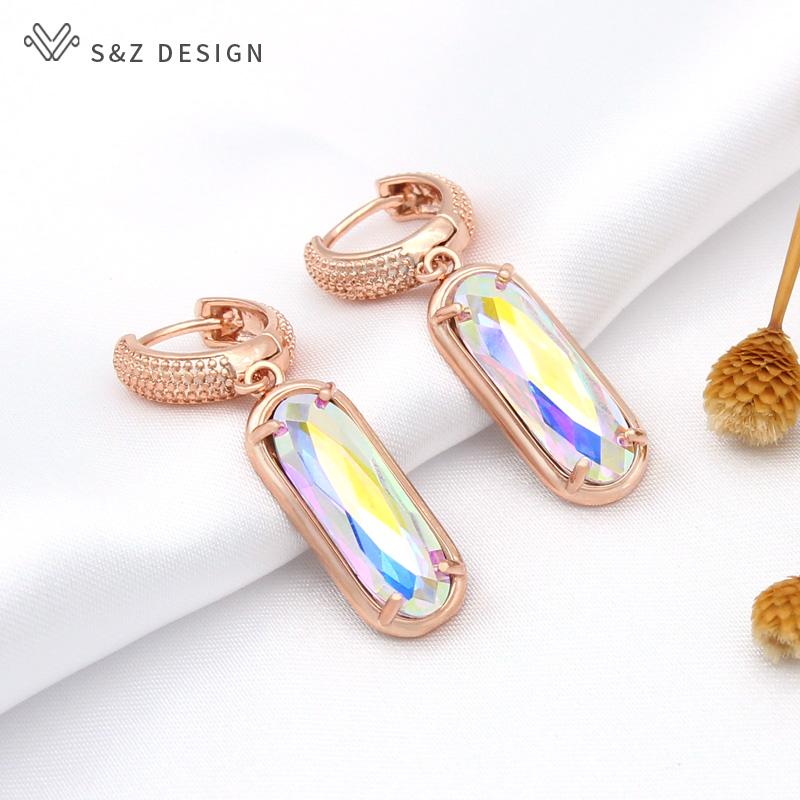 Móda Luxusní Elegantní Oválný Tvar vejce Křišťálové náušnice Pro ženy Svatební Party Šperky Dárek Cubic Zirconia Eardrop