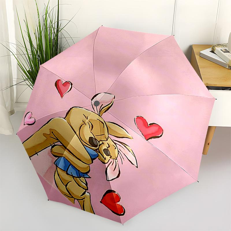 

Winnie and friends Themed Travel Umbrella-8 Ribs Automatic Opening and Closing, Portable Folding Design, Compact and Stylish Umbrella Suitab