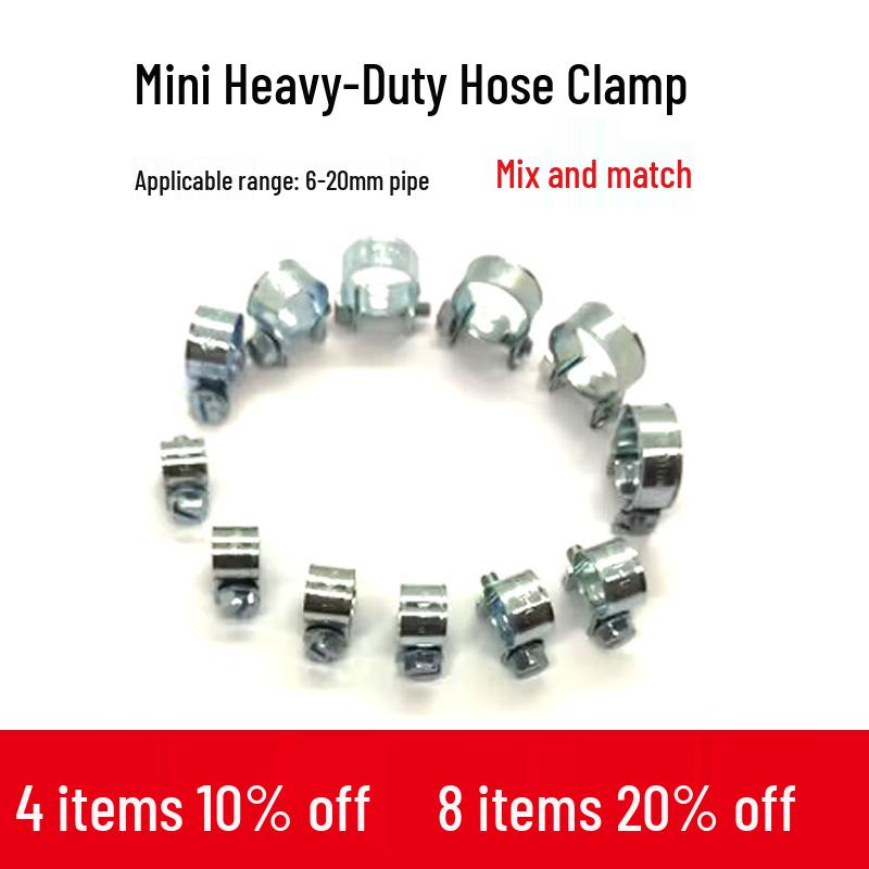 

Heavy Duty Mini Hose Clamps for Oil, Water, or Air Pipes (6-20mm) 6-8mm (2 pieces)
