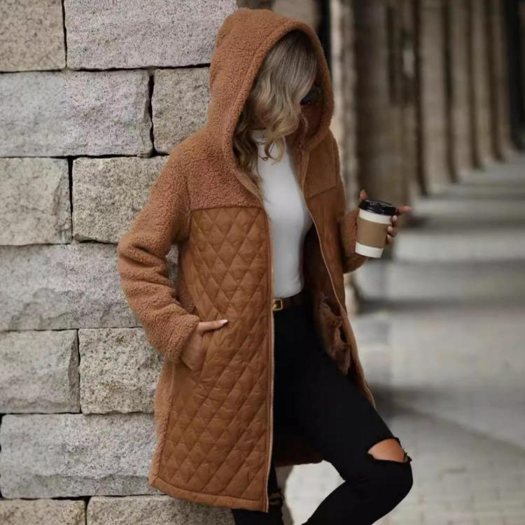 New Women's Fleece Coat Oversized Hooded Zipper Warm Outerwear Autumn Winter for Europe America