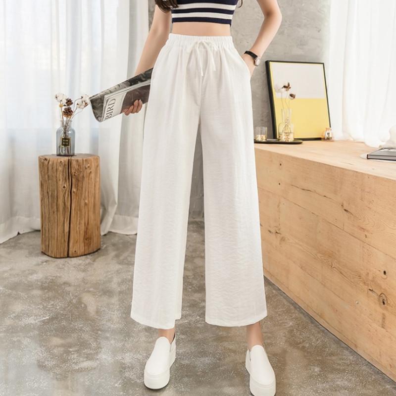 

2023 Korean Style Women s High-Waisted Loose Nine-Point Wide-Leg Summer Pants Double Extra Large
