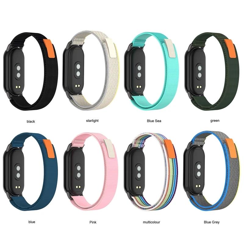 Nylon Breathable Strap for Xiaomi Mi Band 8 Wristband Bracelet Metal Head Particles Summer Replacement Belt