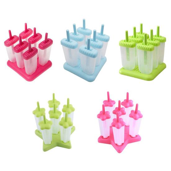 6 Grids Silicone Summer Ice-lolly Ice Cream DIY Maker Mould Tray with Stand