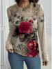 Fashion 3D Print beautiful flower Crew Neck Long Sleeve T-Shirt Womens Clothing Casual Clothes Harajuku Female Clothing Pullover