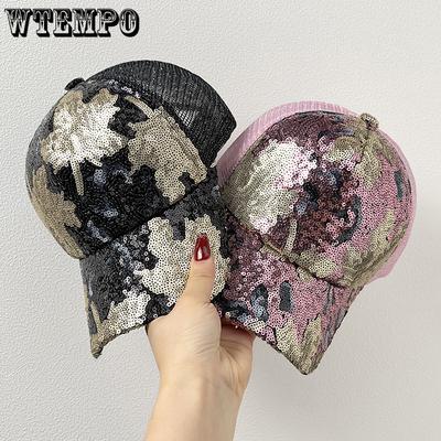 Sommer Damen Pailletten Baseballkappe Sonnenschutz Entenschnabelhut Atmungsaktive Mesh-Kappe Sonnenschutz Sonnenhut