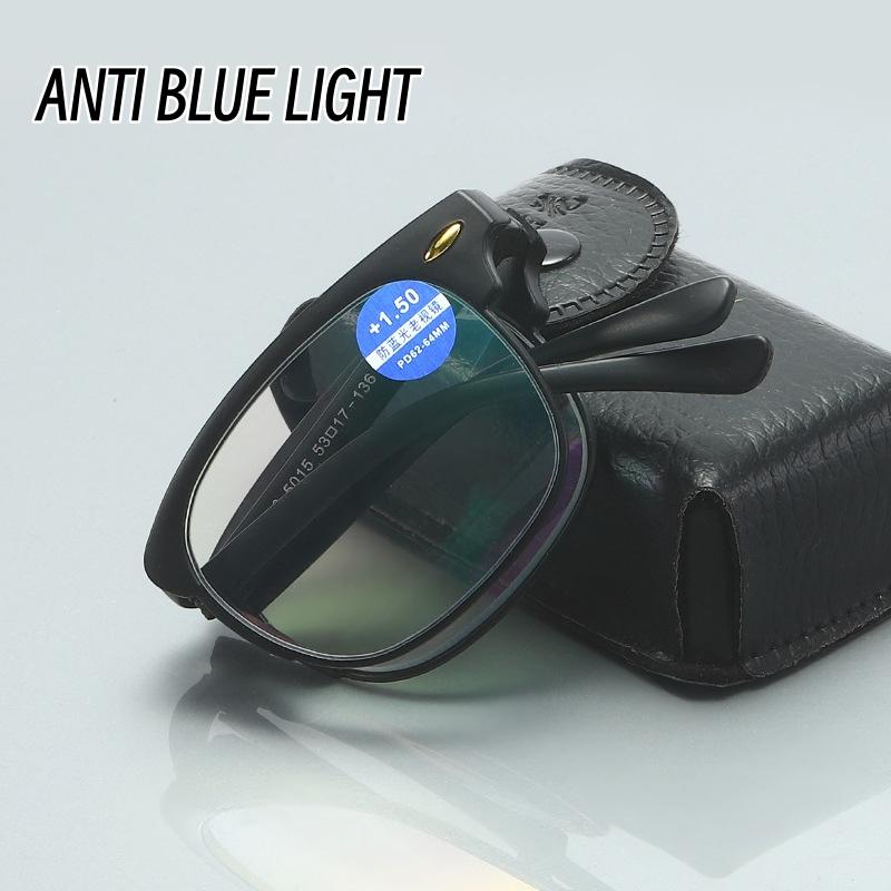 

Fashion Unisex Anti Blue Light Reading Eyewear with Case Vintage Portable Square Frame Far Sight Glasses +1.0+1.5+2.0+2.5+3.0+3.5+4.0
