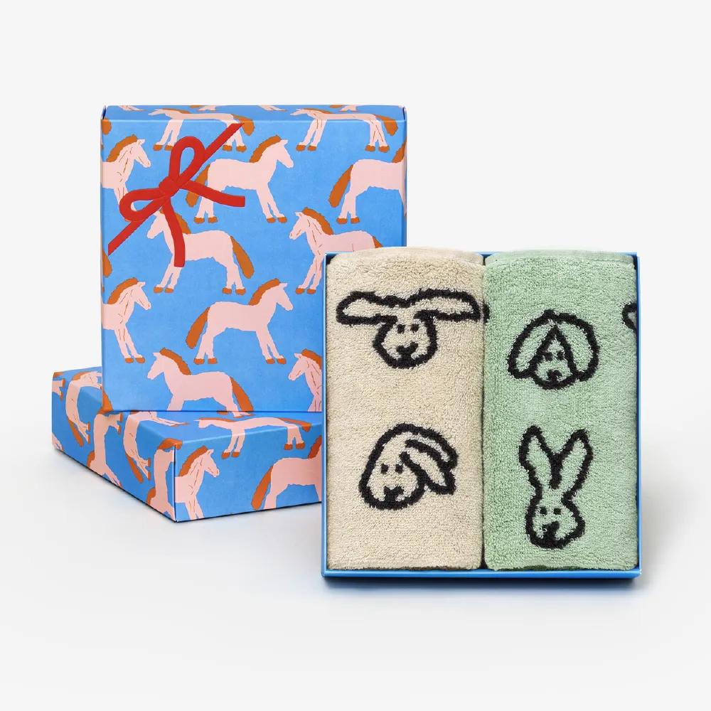 Набор из 2 полотенец для рук WARMGREY TAIL Bunny Bunny (Cream + Mint)