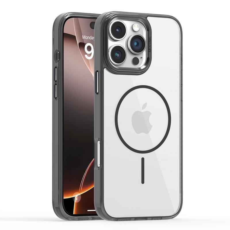Genomskinligt Magsafe Magnetiskt Fodral För iPhone 16 Pro Max 15 Pro 14 13 12 11 Metallisk Linsram Genomskinligt Stötsäkert Mjuk Kantad Mobilskal