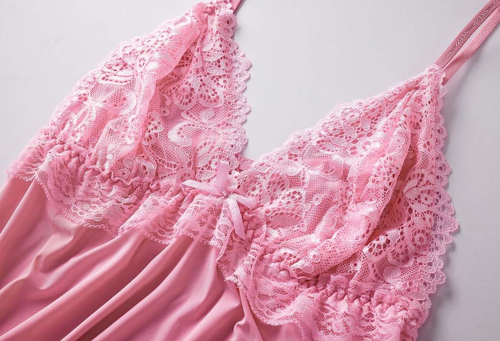 Sexy Lingerie Babydoll Nightgown Sexy Chest with Cute Lace On the Chest Soft and Gentle To Wear [Synlala] V-shaped