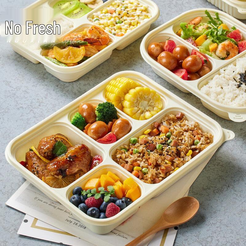 ZISIZ Disposable Corn Starch Compartmented Lunch Box