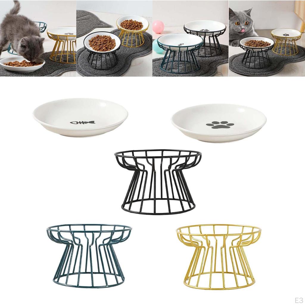 Cat Bowl, Ceramic Pet Bowls, Tilted Raised Stand , Dish Feeder, Perfect for Puppy Cats and Small