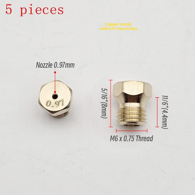 5PCS Brass Burner Gas Hob LPG- Conversion Kits Jets 50 65 70 87 95 Brass Nozzle For Gas Stove Brass Nozzle Propane Injector