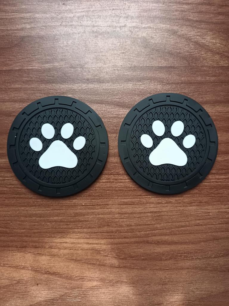 BEAGLE CAT Paw Pattern Non-Slip Car Coaster (Black)