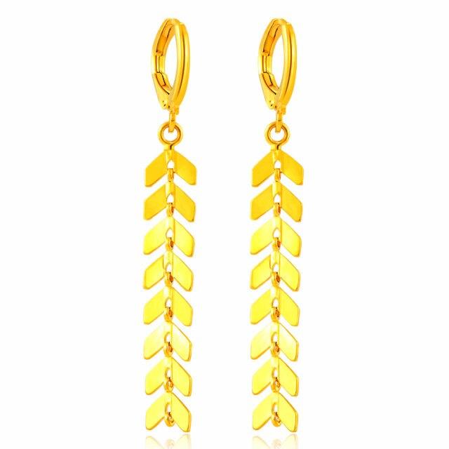 Earrings 24k Gold Color Plated Flower Drop Earrings Hook High Quality Diy Jewelry Findings Accessories