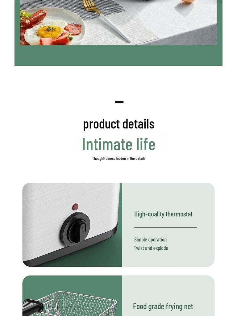 Electric Deep Fryer, 2.5L Large Capacity, with Fry Basket for French Fries