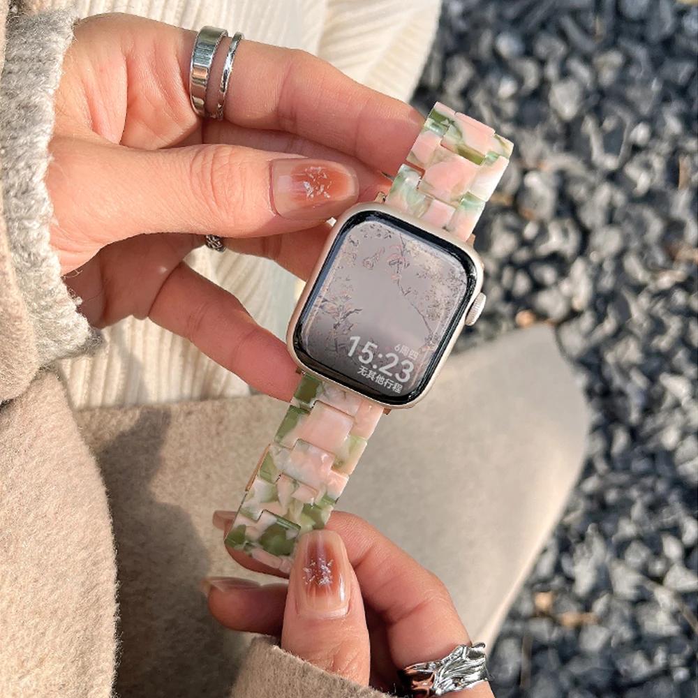 Women Resin Strap for Apple Watch Series 11 10 9 7 8 41mm 45mm 42 46mm Band 6 Se 40 44mm Loop for Iwatch Ultra 3 2 49mm Bracelet