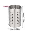 Stainless Steel Chopsticks Tube High-Capacity Kitchen Utensils Storage Bucket with Round Hole Hollowed Out Drain Feature