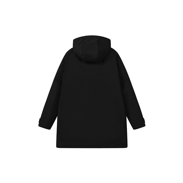 FILA Solid Color Hooded Warm Mid-Length Down Jacket Men Outerwear Black F11M249904FBK