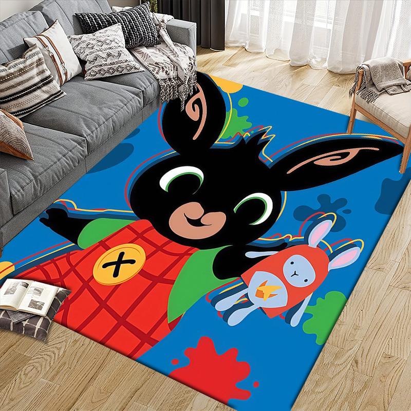 Bing Flannel Pattern Square Carpet,Area Rug,Carpet Rug for Living Room Bedroom Sofa Playroom Decor,Non-slip Floor Mat