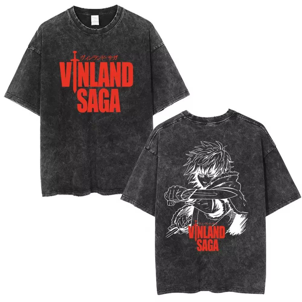 Vinland Saga Tshirt Vintage Washed Y2k Aesthetic Unisex Oversized Short Sleeve Cotton Viking Seinen Retro Streetwear Hot Sale