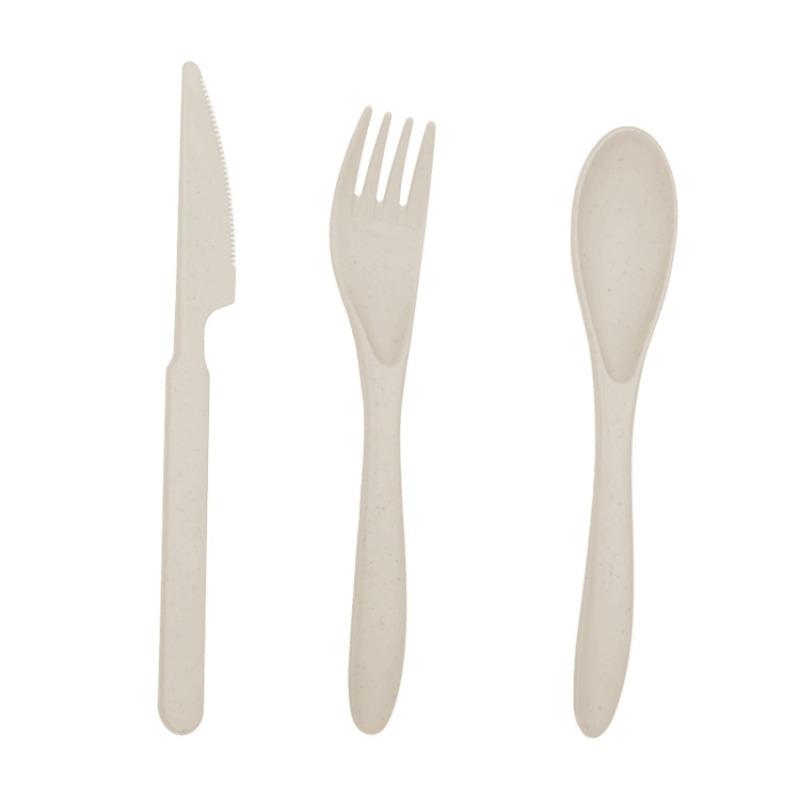 Wheat Straw Knife, Fork and Spoon Portable Three-piece Tableware for Students and Office Workers, Portable Tableware for Traveling and Going Out