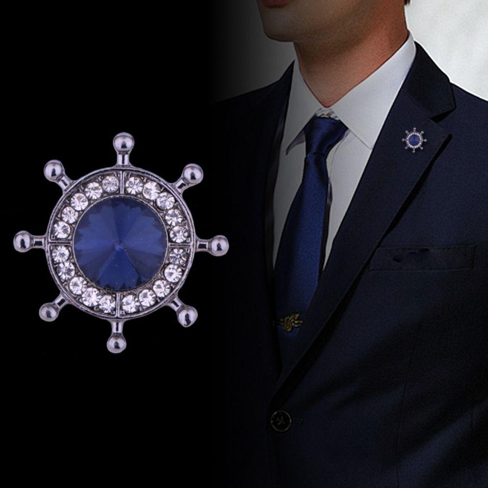 Zinc Zinc Alloy Rudder Collar Brooch Crystal  Cute   Birthday Gift