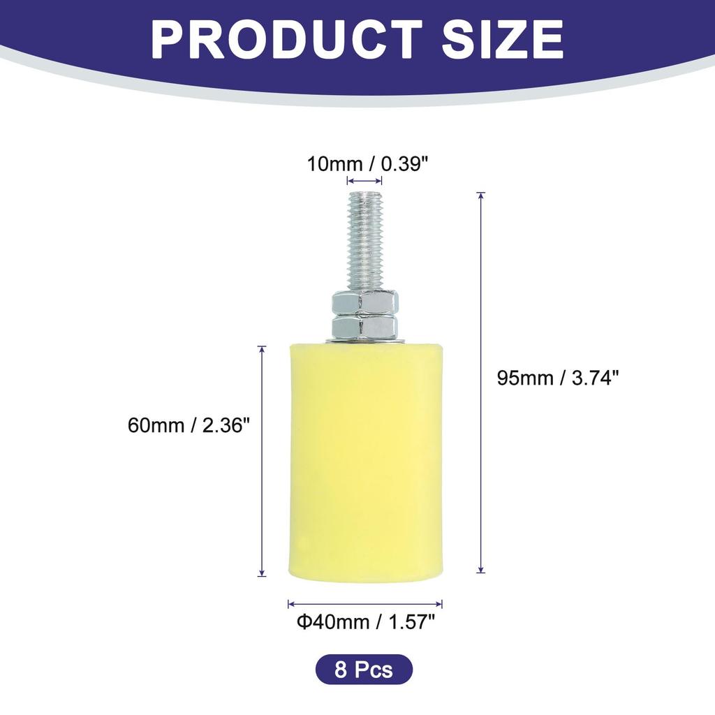 Uxcell 8pcs 2.3" Nylon Roller Gate Support Assembly for Sliding and Rolling Gates, Universal Door Pulley Wheels, Yellow