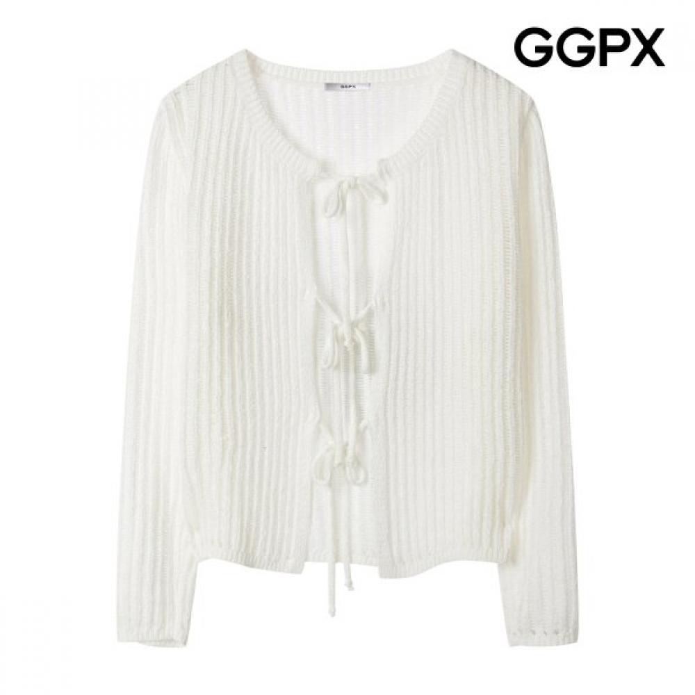 Ggpx New York Scalloped Ribbon Cardigan  Gq3kg010f Ivory/F